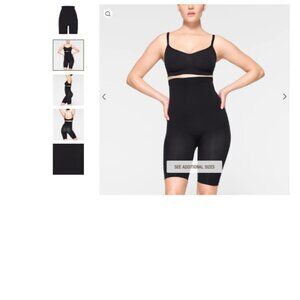 SKIMS Black SEAMLESS SCULPT HIGH-WAISTED ABOVE THE KNEE SHORT Size XXS/Xsmall